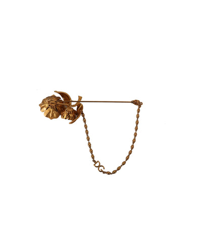 Dolce & Gabbana Gold Tone Brass Brooch Pin One Size Women