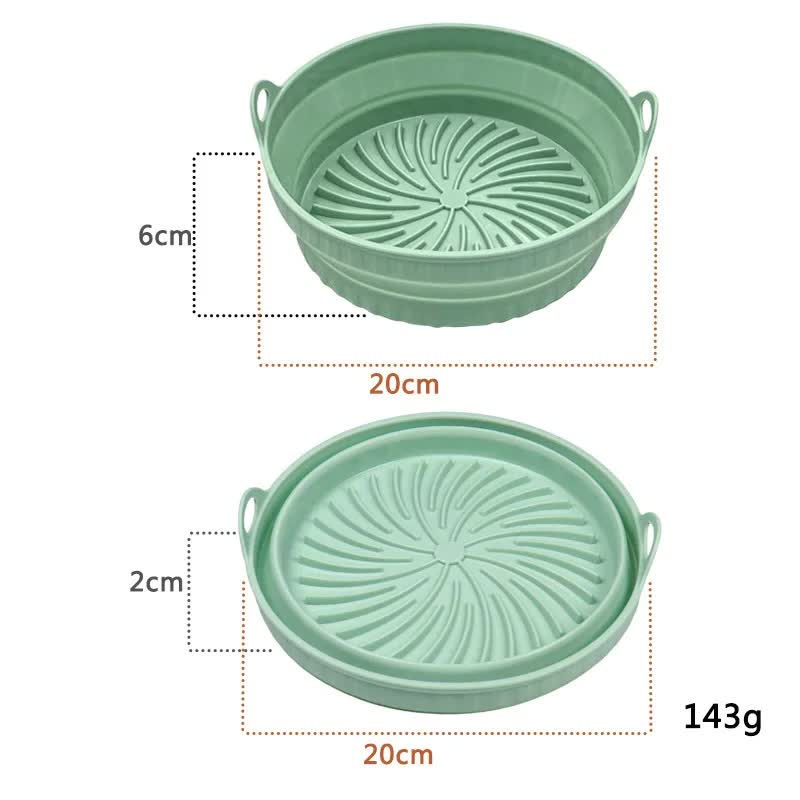 3D Round Air Fryer Silicone Liners - Food-Grade, Non-Stick, Reusable Basket Mats for Air Fryers, Ovens, and Microwaves (4 PCS Green)