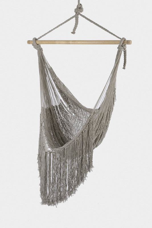 Fringed Cotton Rope Mexican Hammock Swing from Mexico in Dream Sands